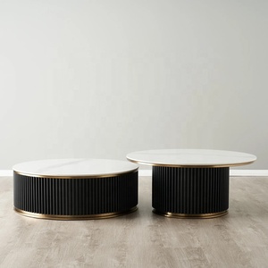 Villa de lujo moderna Muebles de sala de estar Mesa de centro con base de metal de alta calidad con mesa de mármol natural Nuevo diseño - Product Image 3