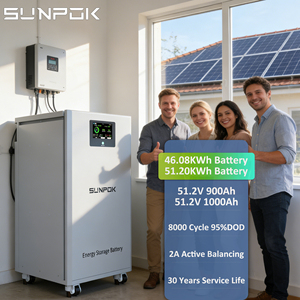 SUNPOK New Arrival 51.2V 900Ah 46kWh <b>Battery</b> Pack Smart BMS 300A Active Balancer 1000Ah SP-481000-YD 50kwh Lithium <b>Battery</b> SP-48 - Product Image 1