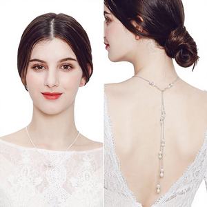 חופשת חוף לנשים סִגְנוֹן שרשרת סקסית אירופאית אמריקאית קריסטל ריינסטון שרשרת גוף תליון פנינה שרשרת גב שרשרת גב - Product Image 1