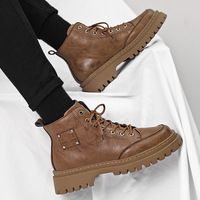 Bottes pour hommes M1088, nouvelle collection automne, en cuir véritable, imperméables, mi-hautes, chaussures de sport rétro, style britannique, pour la randonnée en plein air et le travail