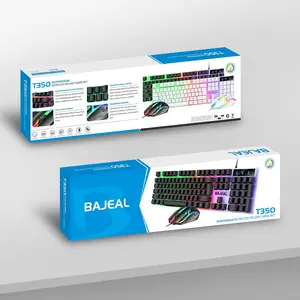 Bajeal T350发光二极管灯104键USB有线机械感觉游戏键盘鼠标组合