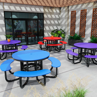 Ensemble table et bancs de salle à manger extérieurs sur mesure pour projets municipaux, en acier galvanisé durable, imperméable et résistant aux UV, pour cours