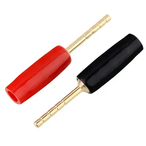 Conectores de cabo banhado a ouro 2mm, plugue de banana, parafuso, terminal, alto-falante de áudio, vermelho, preto
