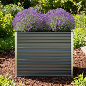 Bac à légumes surélevé en acier galvanisé 39,4x15,7x31,3 pouces, gris, style moderne, pour la culture des légumes - Product Image 2