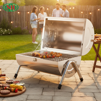 Barbecue portable en acier inoxydable pour fumer au charbon de bois en plein air