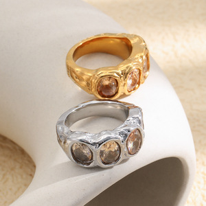 Anillo Moderno de Acero Inoxidable con Circonitas Cúbicas Creadas en Laboratorio, Engastadas en Bisel, Chapado en Plata 925, Joyería de Moda Unisex - Product Image 5