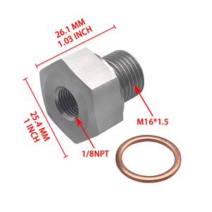 Adaptador de Rosca de Acero Inoxidable Macho M16x1.5 a Hembra 1/8NPT con Arandela de Cobre para Intercambio de Motor GM LS LS1 LS3 LSX, Conexión para Manómetro - Product Image 5