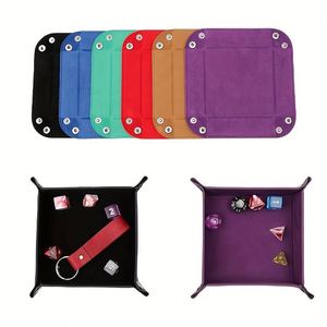 Modern Square Faux Leather & Velvet Storage <b>Box</b> Portable Folding Dice Rolling Tray RPG DND Tabletop Games Tableware Organizer - Product Image 2