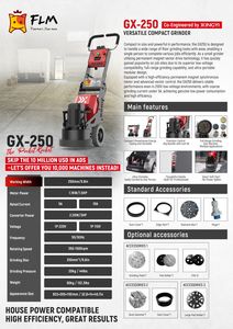 250mm 5A Multiple Epoxy Coating Removal <b>Floor</b> Corner Grinding Concrete <b>Polisher</b> <b>Machine</b> - Product Image 6