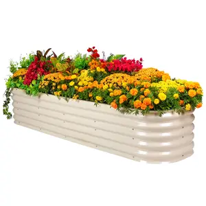Pot tanaman Nordic disesuaikan kotak penanam luar ruangan baja galvanis tempat tidur taman naik untuk sayuran