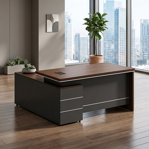 Escritorio Moderno, Económico y Duradero, Silla de Escritorio y Gabinete Lateral de Madera, Adecuado para Uso Escolar, Gerencial y Supervisorial - Product Image 1