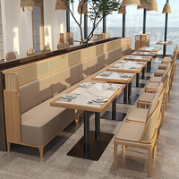 Moderne Maßgefertigte Café-Sitzbank Restaurant-Sofa Tische und Stühle Sets Rattan Restaurant-Sitzgruppe für Kaffeehäuser
