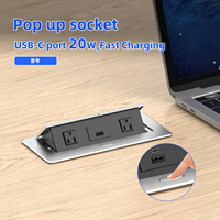 Vente en gros couvercle d'alimentation universel Pop-Up boîte de prises de bureau A + C prise de table de conférence de charge USB prise de table universelle