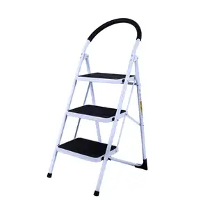 non slip folding mental iron ladder 3 steps EN14183 heavy duty ladder EN14183 steel with 3 steps