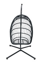 Fauteuil suspendu en rotin tressé, chaise suspendue en forme d'œuf pour patio, jardin, balcon, chaise suspendue pliable en métal avec support, siège individuel