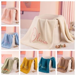 Manta de Bebé Personalizada con Nombre, de Algodón Suave, Bordada, Transpirable, Diseño Moderno, para Todas las Estaciones, Ropa de Cama para el Hogar - Product Image 5