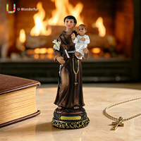 Statue de Saint Antoine et de l'Enfant Jésus en résine peinte à la main, sculpture religieuse catholique, décoration de table chrétienne, cadeau, ornements