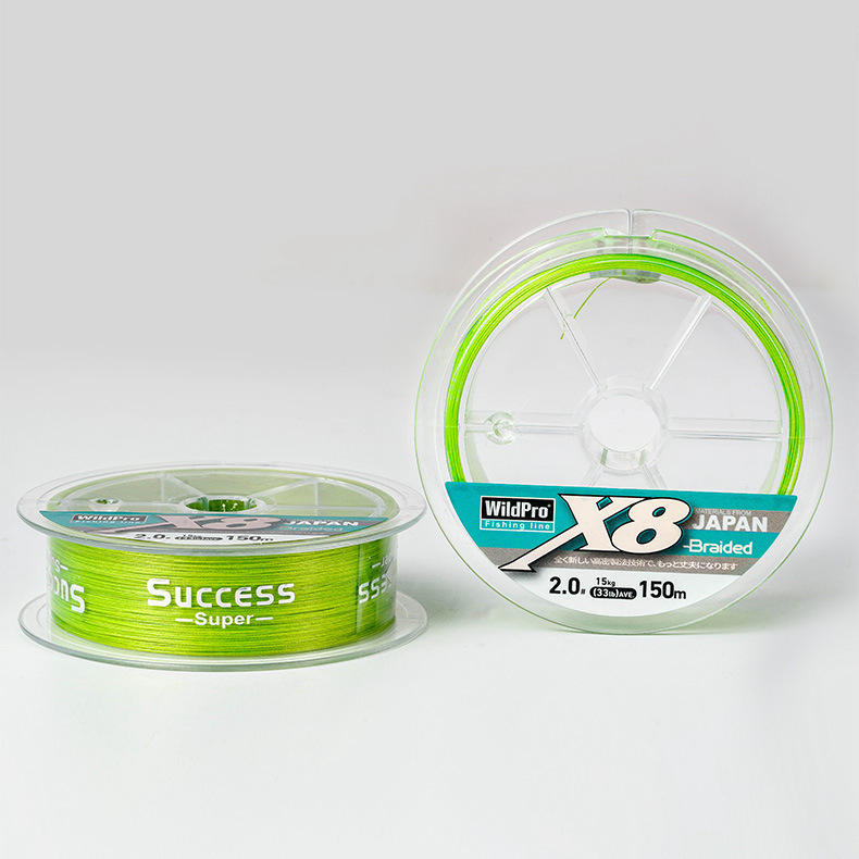 100 mètres de fil fluorescent vert ADV avec espace blanc par mètre.