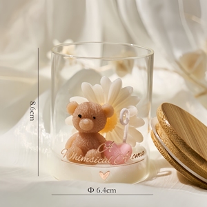 Vela Aromática <span class=keywords><strong>de</strong></span> Cera <span class=keywords><strong>de</strong></span> Soya Arovi-Teddy Bear en Vaso <span class=keywords><strong>de</strong></span> Vidrio, Decoración y Regalo Premium, Seguro para Mascotas y Niños, para Revelación <span class=keywords><strong>de</strong></span> Género y Bautizo - Product Image 4