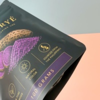 Sachets en plastique de qualité alimentaire personnalisés avec logo imprimé, finition mate, 50g 100g, pour poudre d'UBE, farine d'igname, flocons de manioc, OPP/VMPET/PE