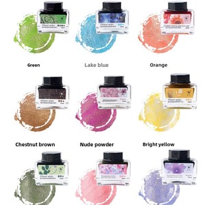 Inchiostri Glitterati Colorati Senza Carbonio, Inchiostri Dorati Scintillanti per Disegno, Set di 12 Colori per Penne Calligrafiche per Arte - Product Image 3