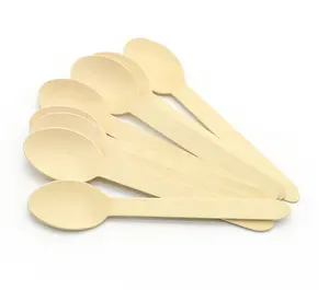 أدوات مائدة خشبية سائبة للاستعمال مرة واحدة مخصصة للبيع بالجملة مقاس 16 سم ملعقة سكين خشبية شوكة أدوات مائدة من خشب البتولا للمطاعم