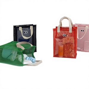Korean Summer New Fashionable Beach <b>Storage</b> Handbag Casual Cosmetic Bag Breathable Mesh Travel Toiletry Bag 30x20x20cm Handle - Product Image 3