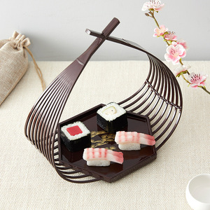 Plat de service hexagonal portable à double compartiment, assiette à fruits et à sushis, panier alimentaire pour hôtel et restaurant, panier à collations pour cuisine japonaise - Product Image 1