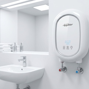 Calentador de Agua Eléctrico Compacto Ovalado IPX4 220, Termostato Inteligente, Calentador de Agua Eléctrico sin Tanque, Calentador de Agua Caliente para Ducha de Hotel - Product Image 1