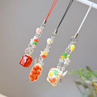 Desain Kue Selai Makanan Kartun Baru yang Modis, Gantungan Ponsel, Tali Earphone, Liontin, Gantungan Kunci Plastik untuk Anak Perempuan