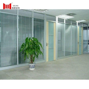 Divisor de pared de vidrio templado doble de aluminio, a prueba de sonido temporal, detalle <span class=keywords><strong>dwg</strong></span> con obturador o persiana - Product Image 3