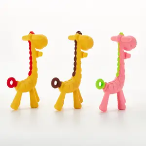 जिराफ सिलिकॉन शिशु बच्चे जुगल Teether Bpa मुक्त सिलिकॉन बच्चे खिलौना