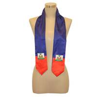 Étole de ceinture de graduation personnalisée 2024 polyester imprimé par sublimation étole de graduation de drapeau d'Haïti de broderie personnalisée