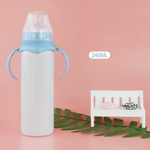 High Quality 240ml Stainless Steel <b>Nursing</b> Bottle Minimalist Design Customized Logo Blue Lid Baby Feeding Party Occasions - Product Image 2