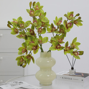 Orquídea Cymbidium Artificial en 3D, Rama Individual, Alta Simulación, Plástico Suave de PVC, Decoración para Bodas - Product Image 1