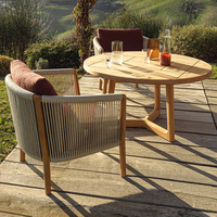 Haut de gamme extérieur teck canapé cour balcon jardin hôtel Patio étanche et crème solaire corde tissage canapé Table basse ensemble