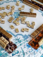 Ukiran Kayu Mahjong Amerika Kustom dengan Motif Panda, Bunga, Angin, dan Joker untuk Grosir, Hadiah, Butik, dan Eceran