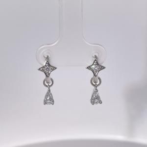 Pendientes de Aro Geométricos de Moda para Mujer, con Circonita Cúbica en Forma de Pera y Estrella de Cuatro Puntas, Chapados en Oro, de TIanyu Gems - Product Image 1