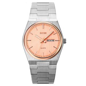 Custom High-End Luxury Skmei 9288 Gold Quartz <b>Watch</b> <b>for</b> <b>Men</b> Solid Steel Strap Dual Calendar Alloy Case Glass Dial Business Style - Product Image 4