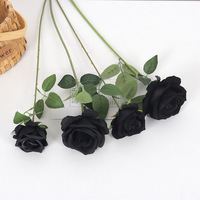 Bunga Mawar Hitam Buatan dari Sutra Dekorasi Halloween Gaya Goth Gelap Buket Semi-Handmade untuk Rumah, Pernikahan, dan DIY