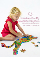 Puzzle en bois d'animaux sauvages personnalisé de qualité supérieure, 24-72 pièces, découpe au laser, bois d'érable, revêtement laqué brillant, vente en gros OEM, jouet pour enfants, cadeau