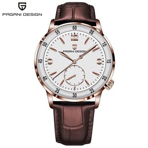 Berjani Men's Mechanical <b>Watch</b> 12mm Stainless Steel <b>Case</b> Leather Strap Date Display PD-1790 - Product Image 1