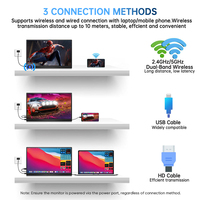 Moniteur sans fil Eimio avec batterie intégrée, luminosité élevée 300 nits, écran portable IPS 15,6 pouces, extension d'écran pour ordinateur portable, OEM
