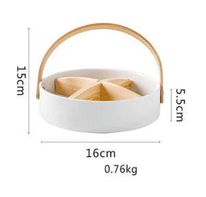 Nuevo cuenco portátil de cerámica para mezclar salsa de ensalada, mango de bambú, bandeja de postre de frutas de 6 pulgadas, platos para servir aperitivos, platos laterales - Product Image 2