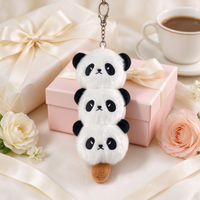 Porte-clés en peluche Panda empilé doux et moelleux, avec visage brodé adorable, idéal pour la décoration de sac à dos - Vente chaude