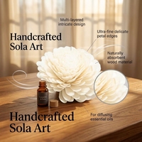 Fleur de Sola en Bois Sculptée à la Main, Multi-couches, Écologique, Légère, pour Volatilisation d'Arômes, Taille Personnalisée