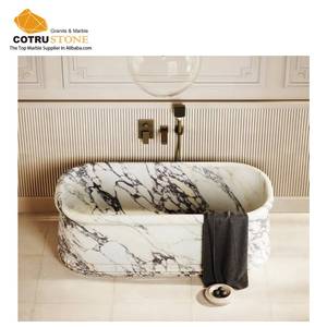 Baignoire ovale violette Calacatta de luxe de qualité supérieure Baignoire autoportante en pierre naturelle en marbre Appartements modernes en usine directe - Product Image 2