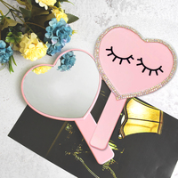 Cadre en plastique portable personnalisé avec logo personnalisé poche de maquillage compacte petit coeur bling strass miroir de poche à main