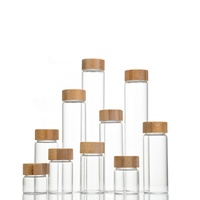 Bouteille en verre borosilicate de haute qualité avec couvercle en bambou – Contenant tubulaire de 60 ml, 80 ml, 100 ml