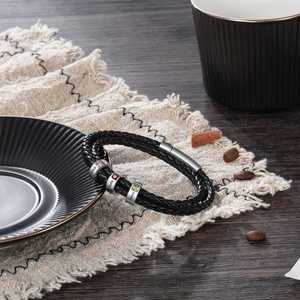 Bracelet personnalisé en cuir avec chaîne et nom, pierre de naissance, cadeau Fê<span class=keywords><strong>te</strong></span> des Pères Qiuhan - Product Image 3